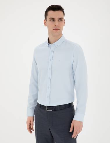Açık Oxford Mavi Slim Fit Uzun Kollu Gömlek