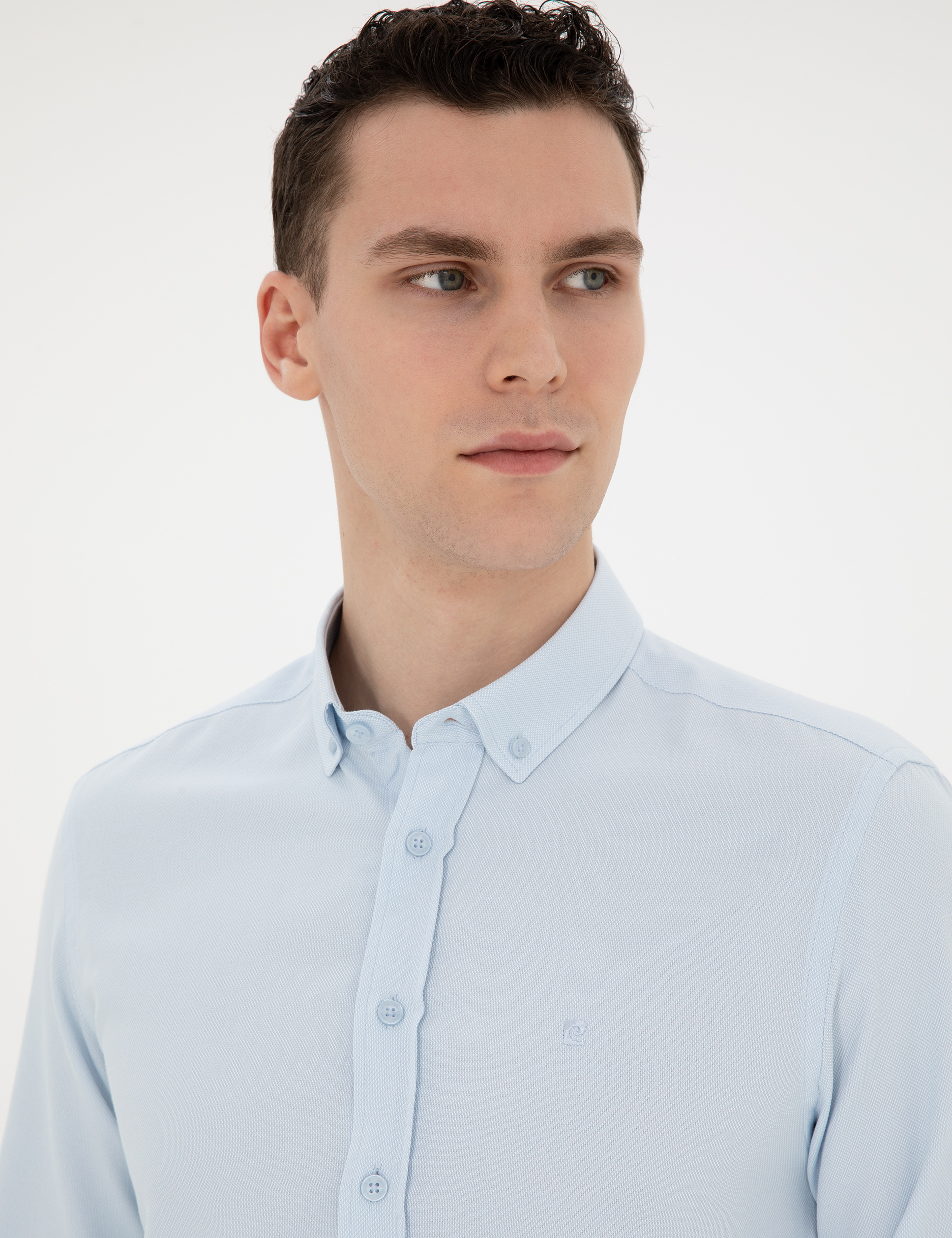 Açık Oxford Mavi Slim Fit Uzun Kollu Gömlek - Image 2
