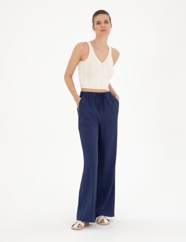 Lacivert Loose Fit Pantolon