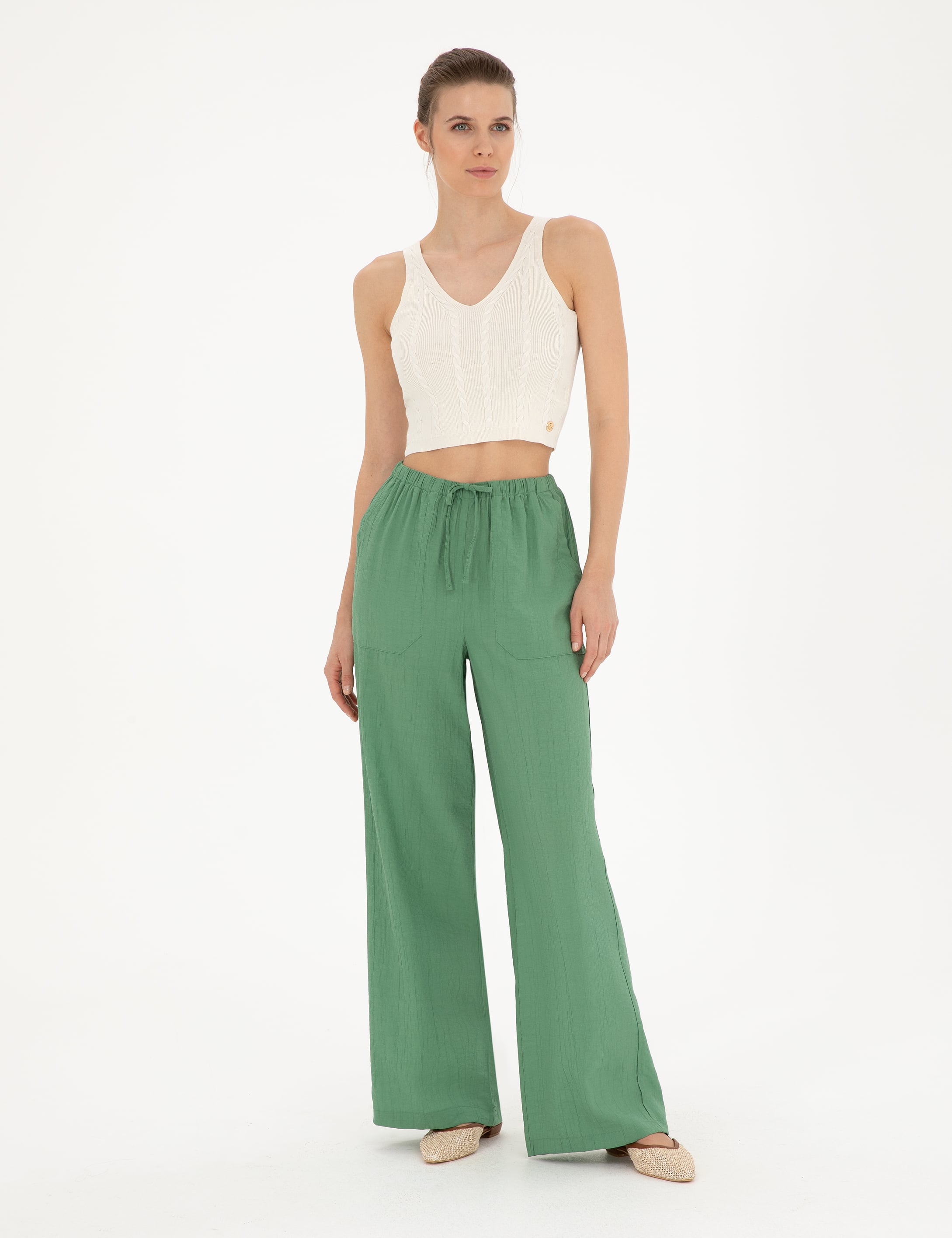 Yeşil Loose Fit Pantolon