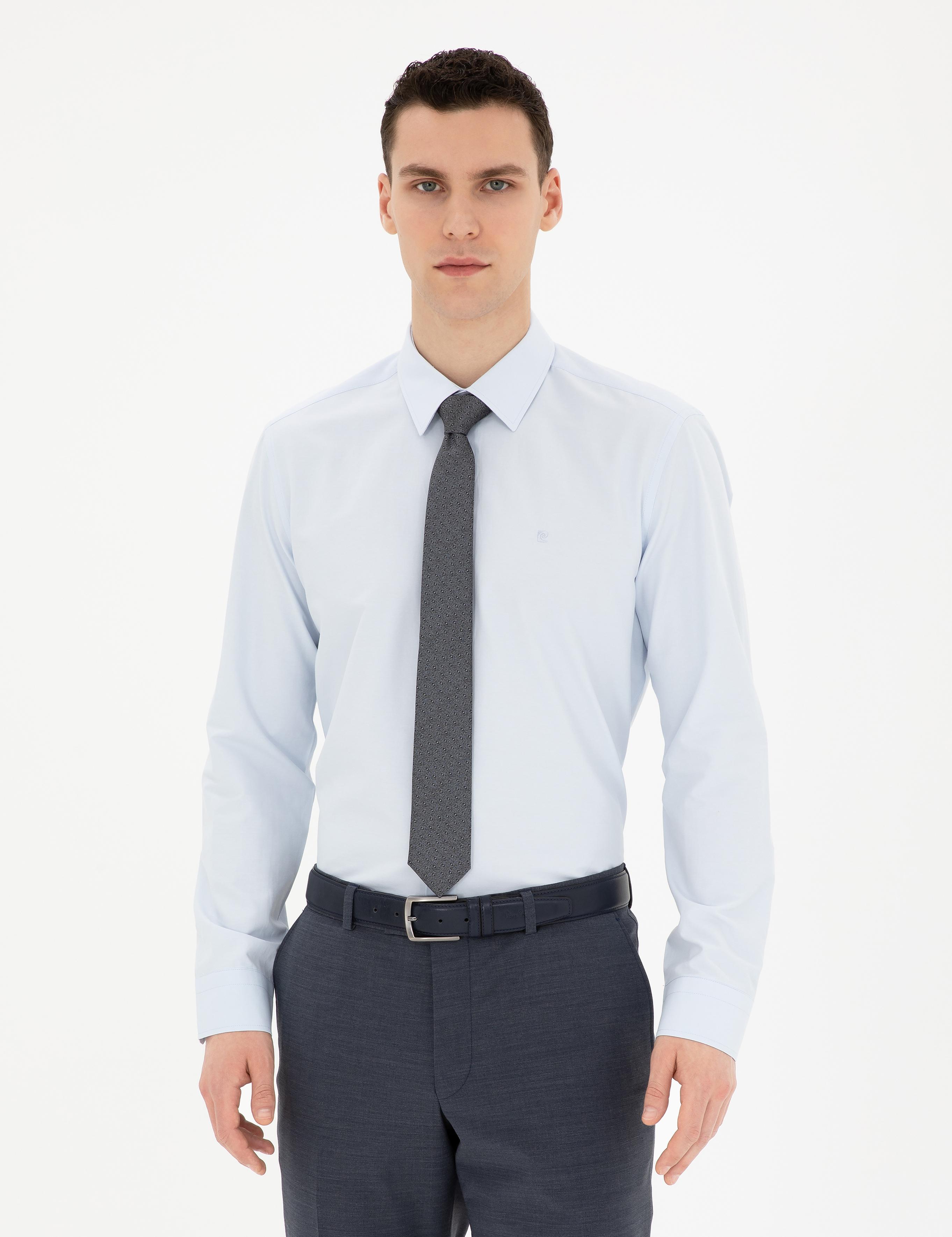 Açık Mavi Slim Fit Uzun Kollu Basic Gömlek