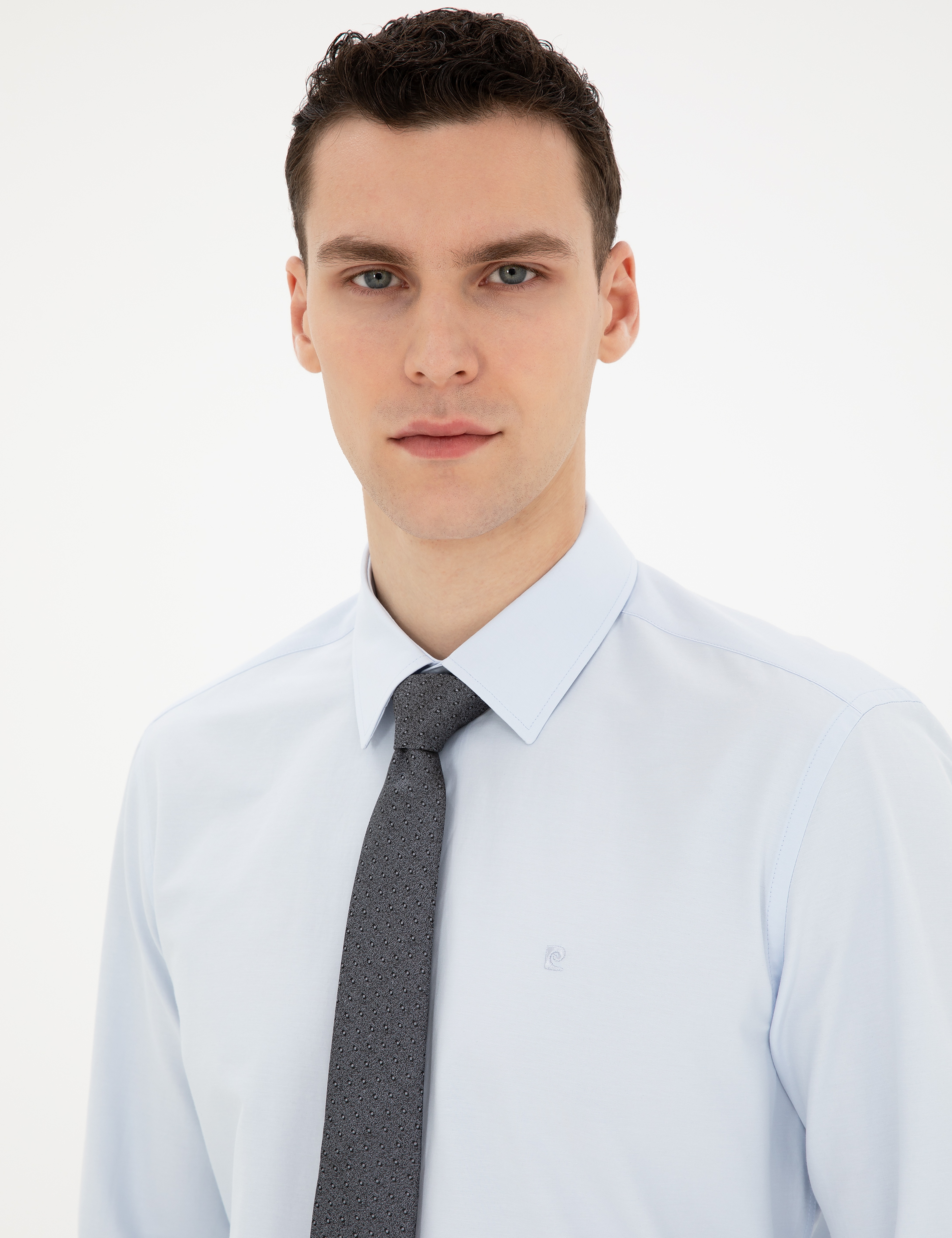 Açık Mavi Slim Fit Uzun Kollu Basic Gömlek - Image 2