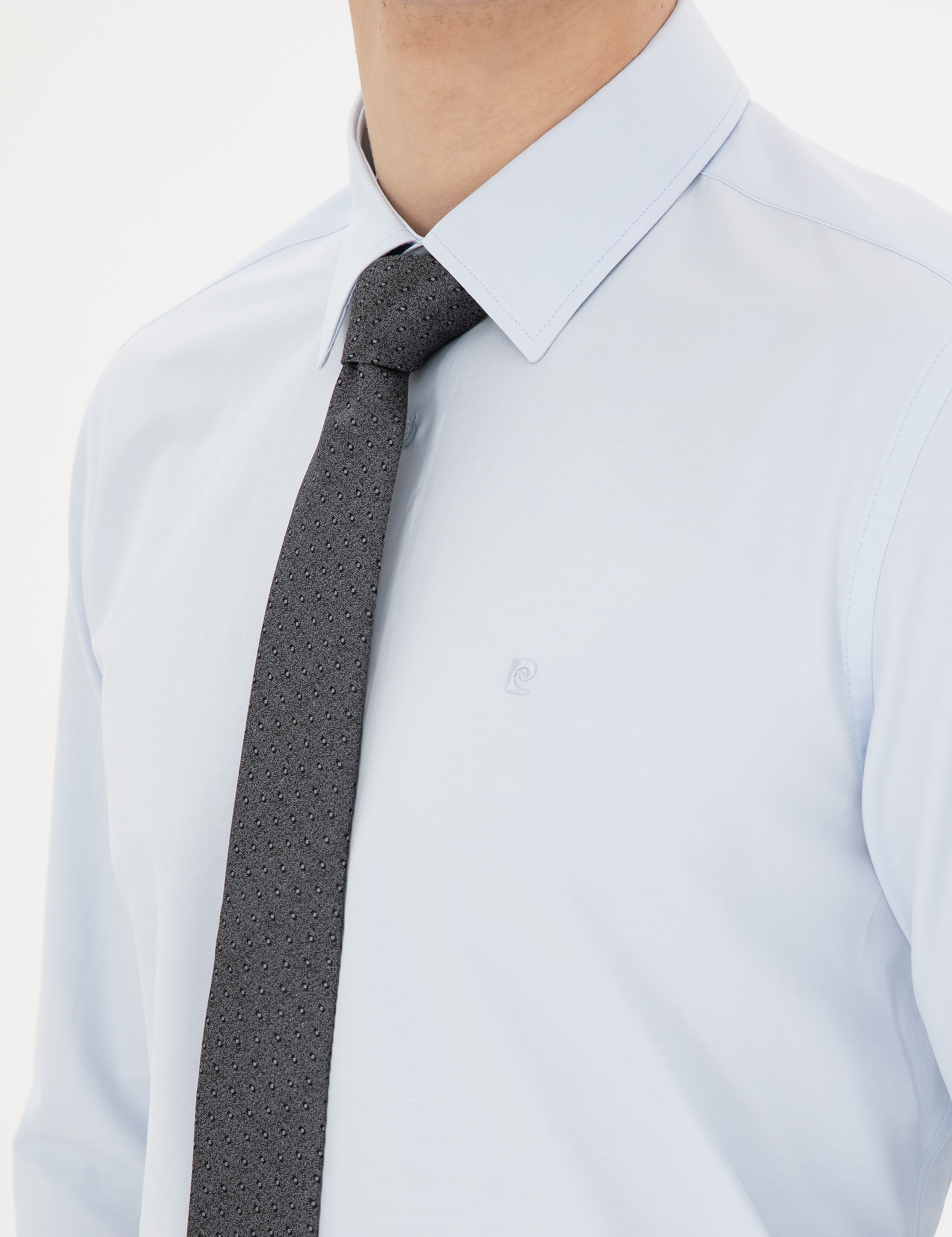 Açık Mavi Slim Fit Uzun Kollu Basic Gömlek - Image 7