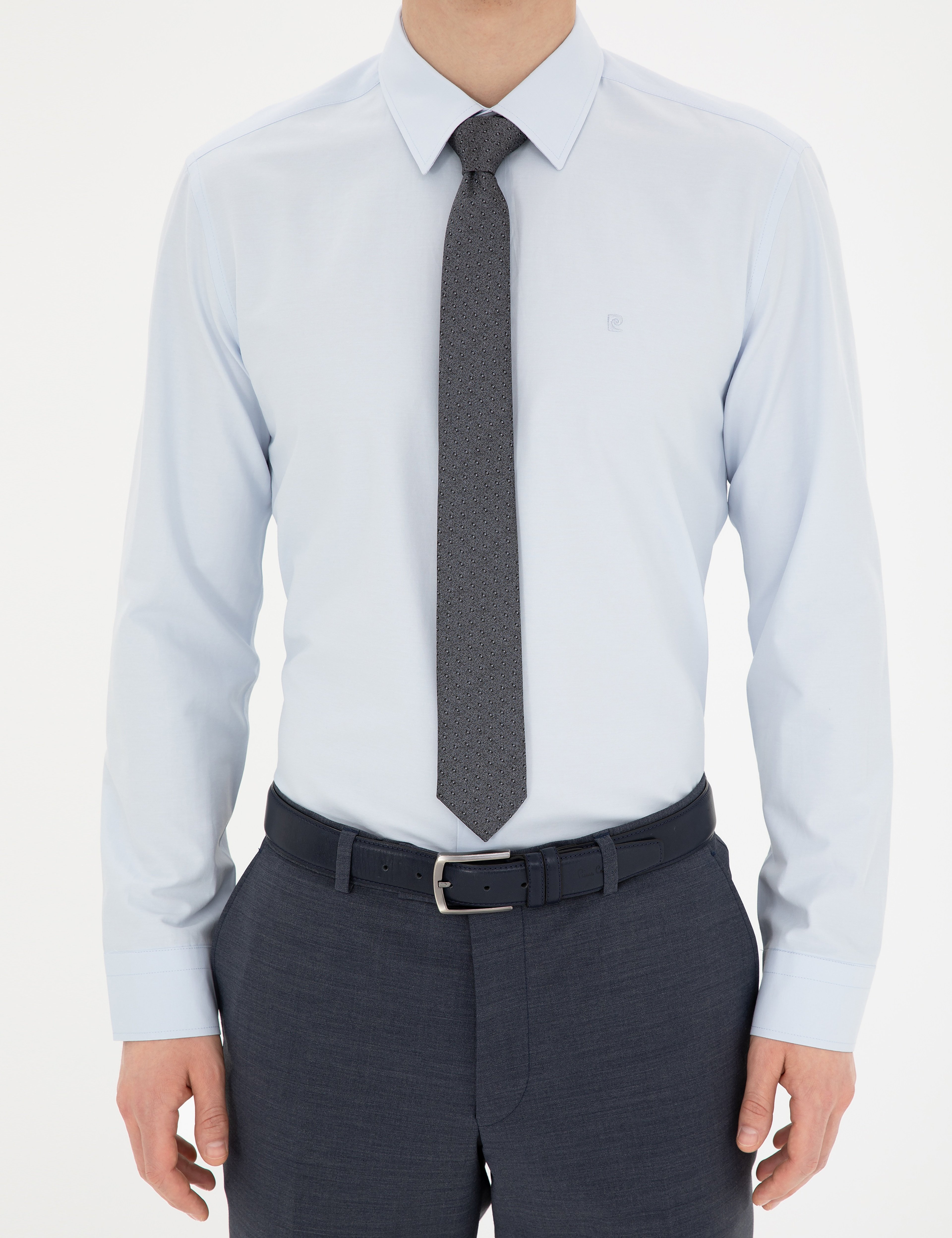 Açık Mavi Slim Fit Uzun Kollu Basic Gömlek