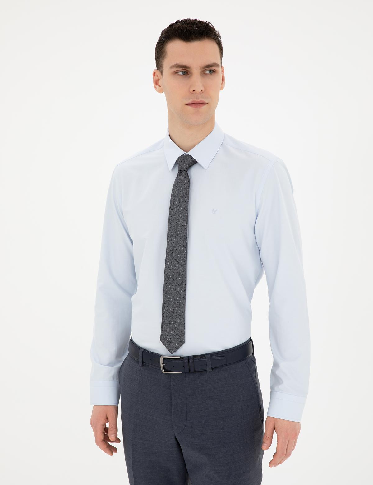 Açık Mavi Slim Fit Uzun Kollu Basic Gömlek - 50289397002