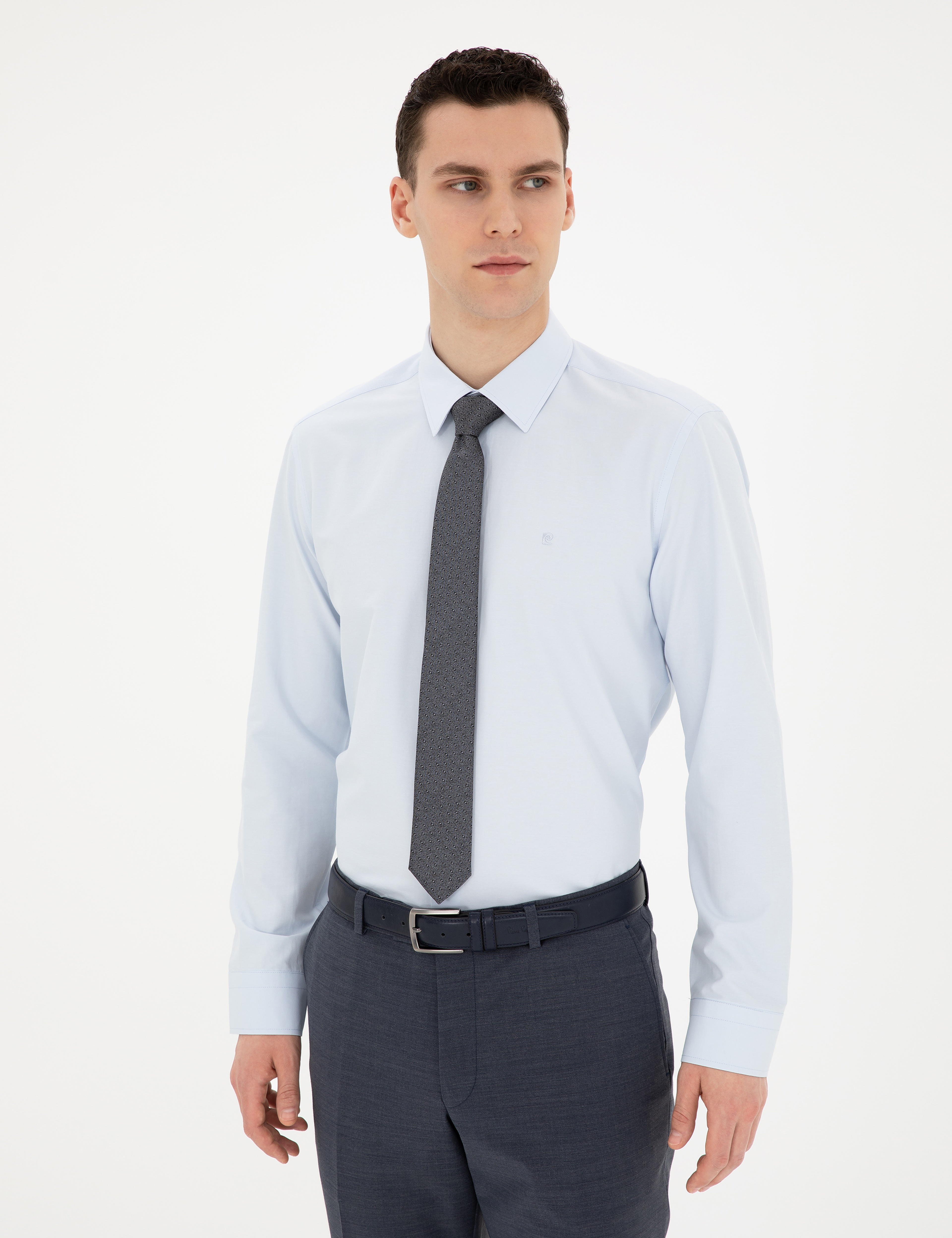 Açık Mavi Slim Fit Uzun Kollu Basic Gömlek
