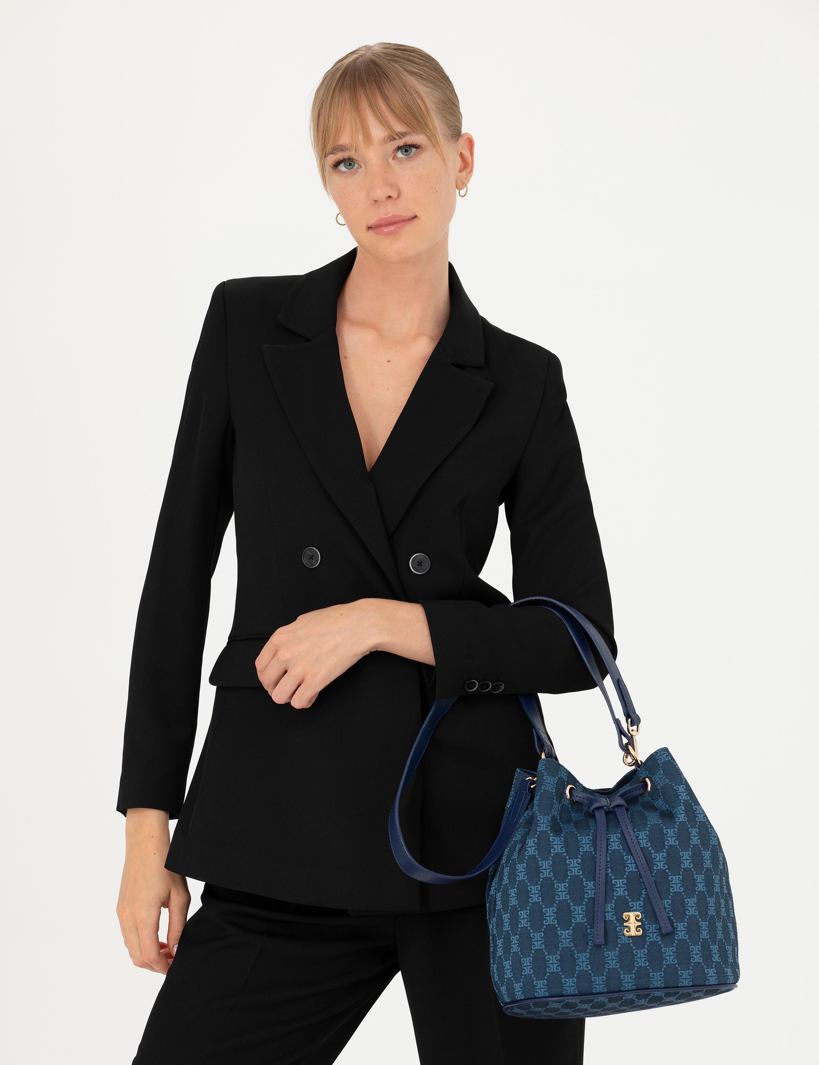 Mavi Büzgülü Çanta