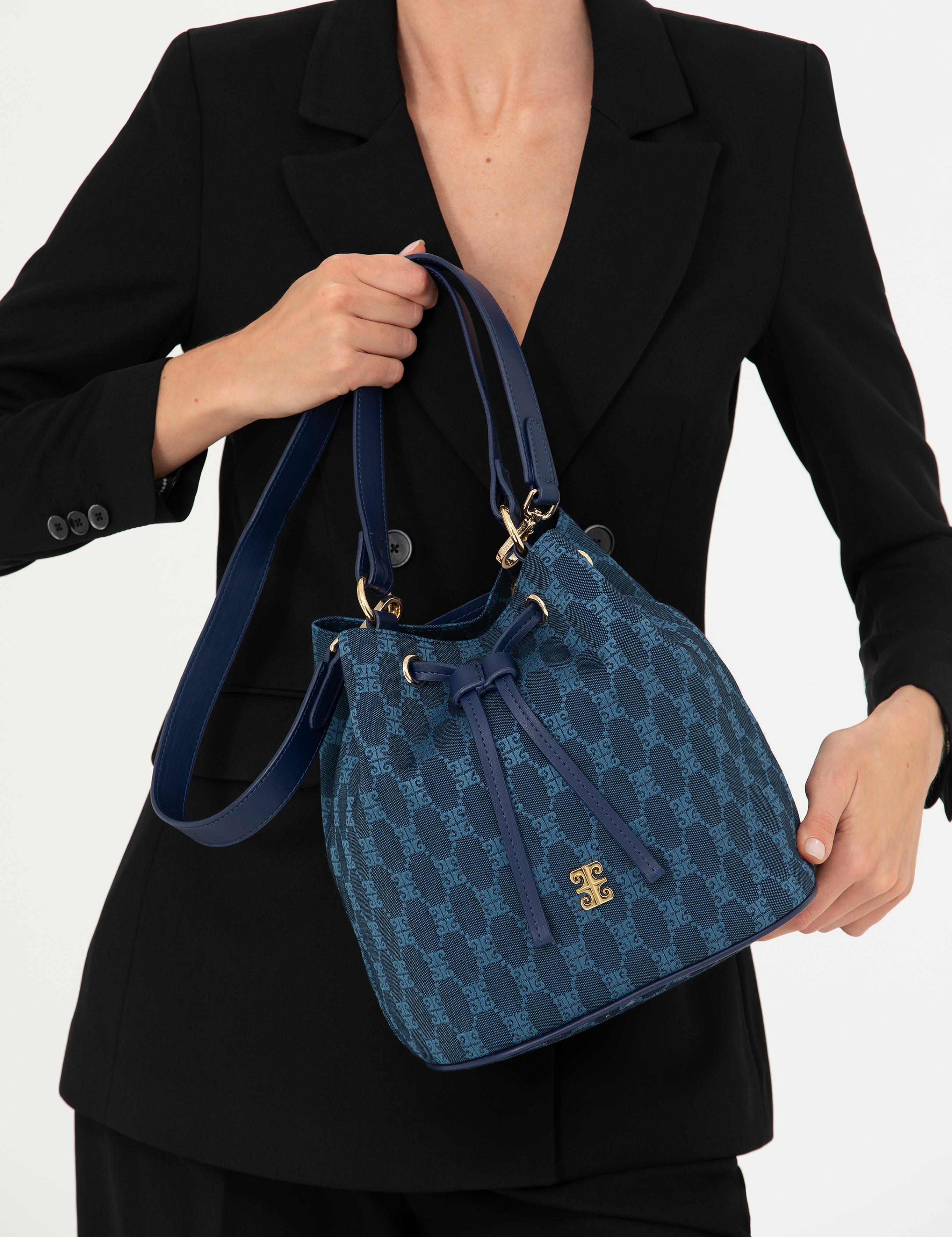 Mavi Büzgülü Çanta