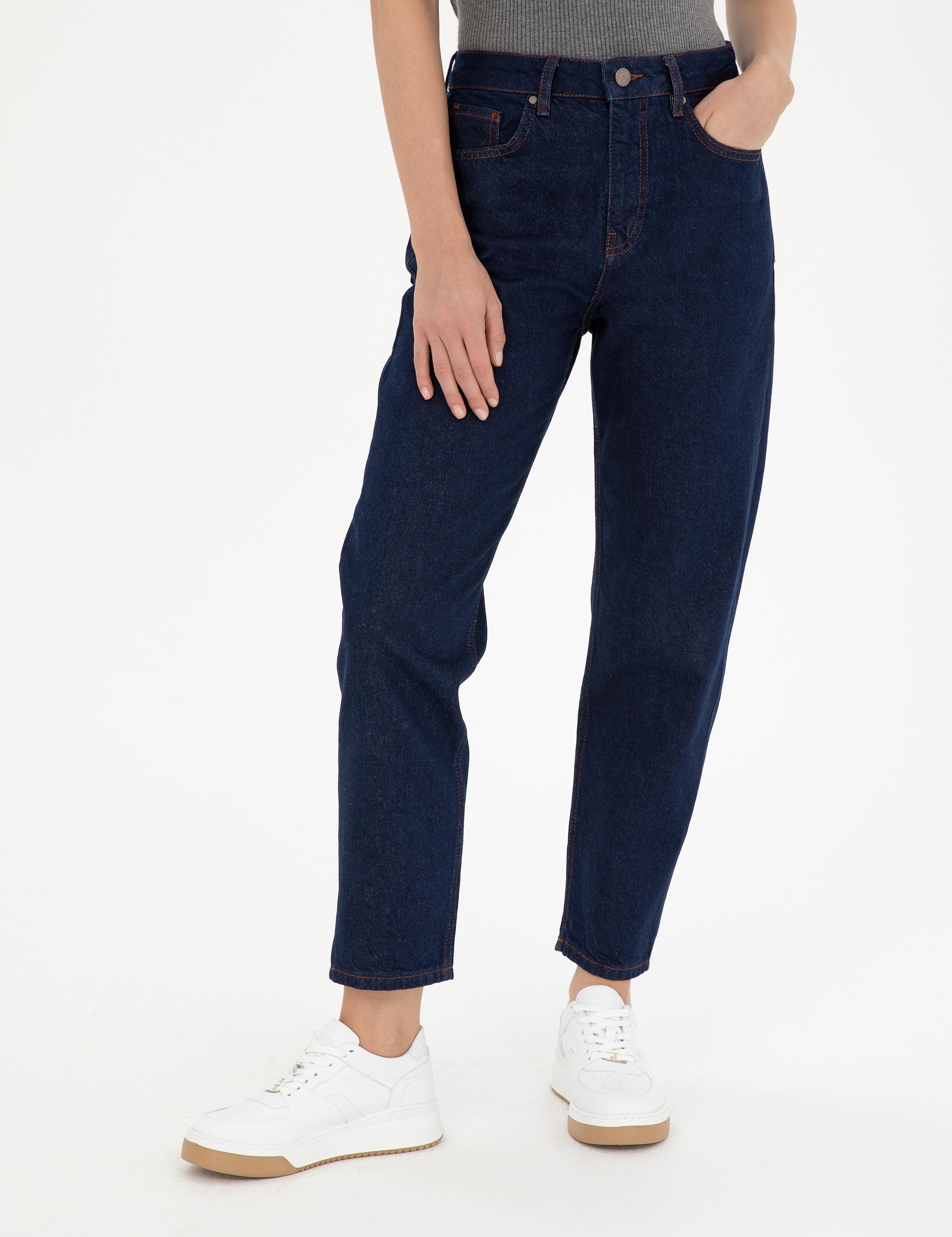 Koyu İndigo Havuç Fit Jean Pantolon - Image 2