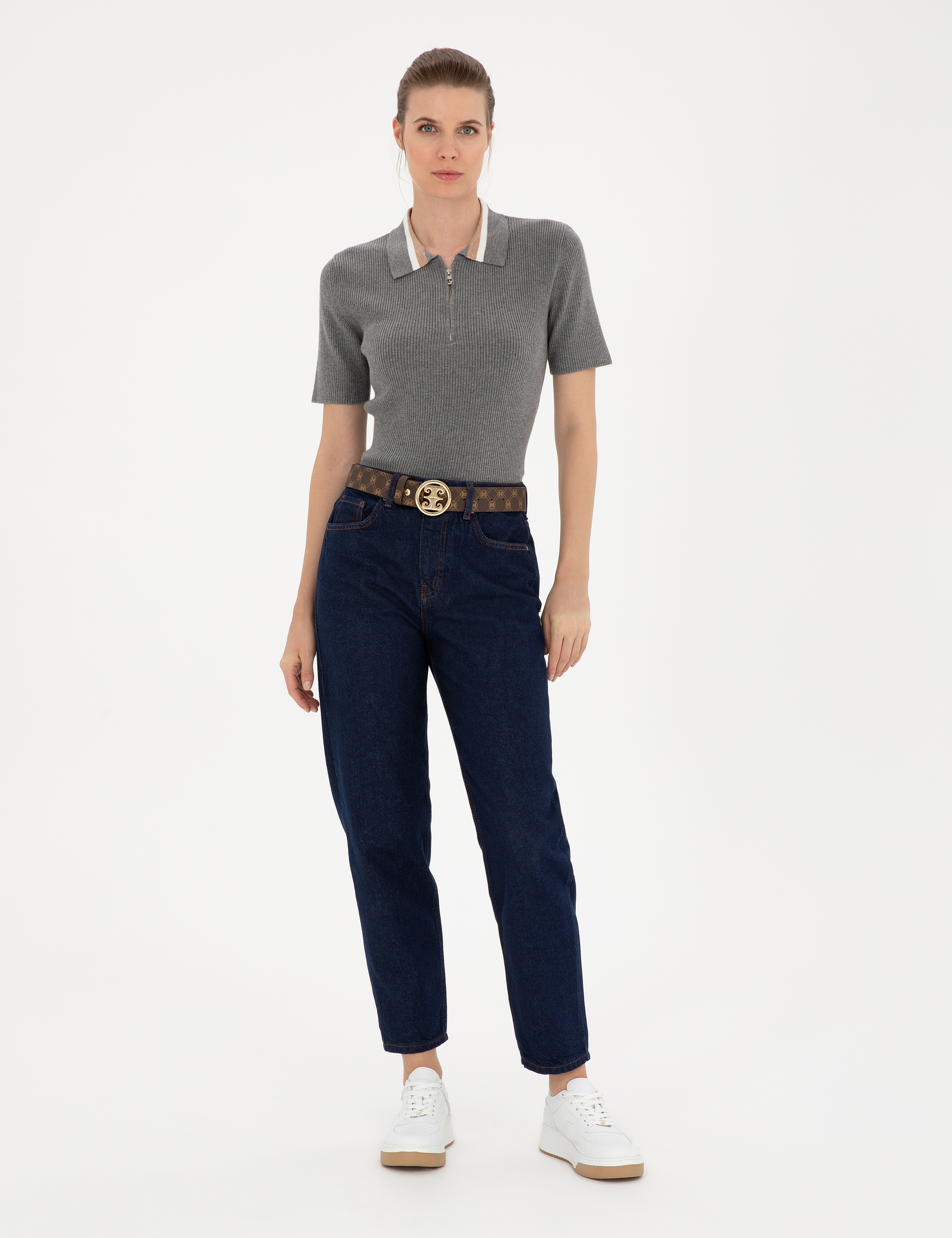 Koyu İndigo Havuç Fit Jean Pantolon - Image 1