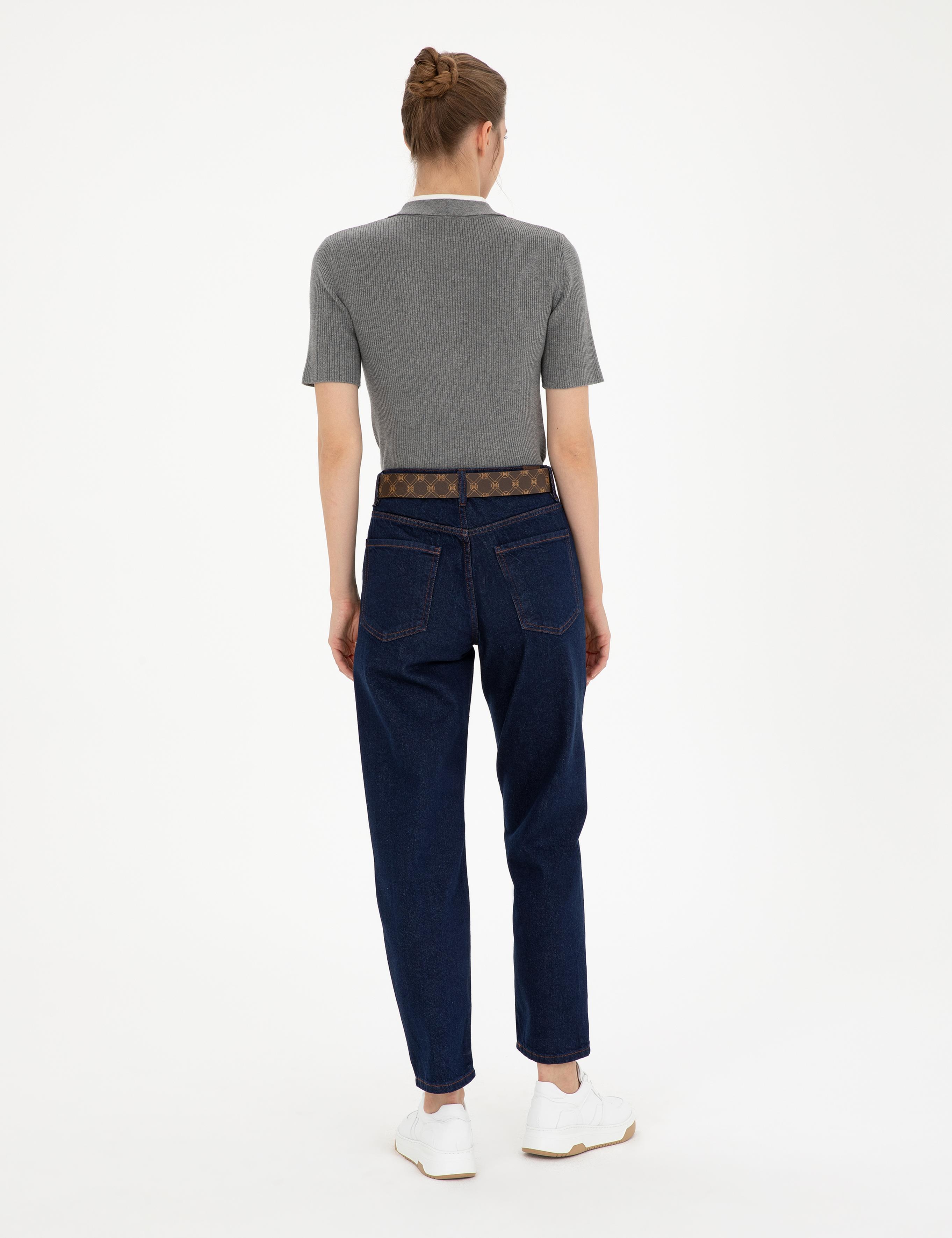 Koyu İndigo Havuç Fit Jean Pantolon