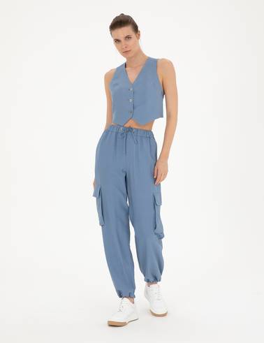 İndigo Crop Top Yelek
