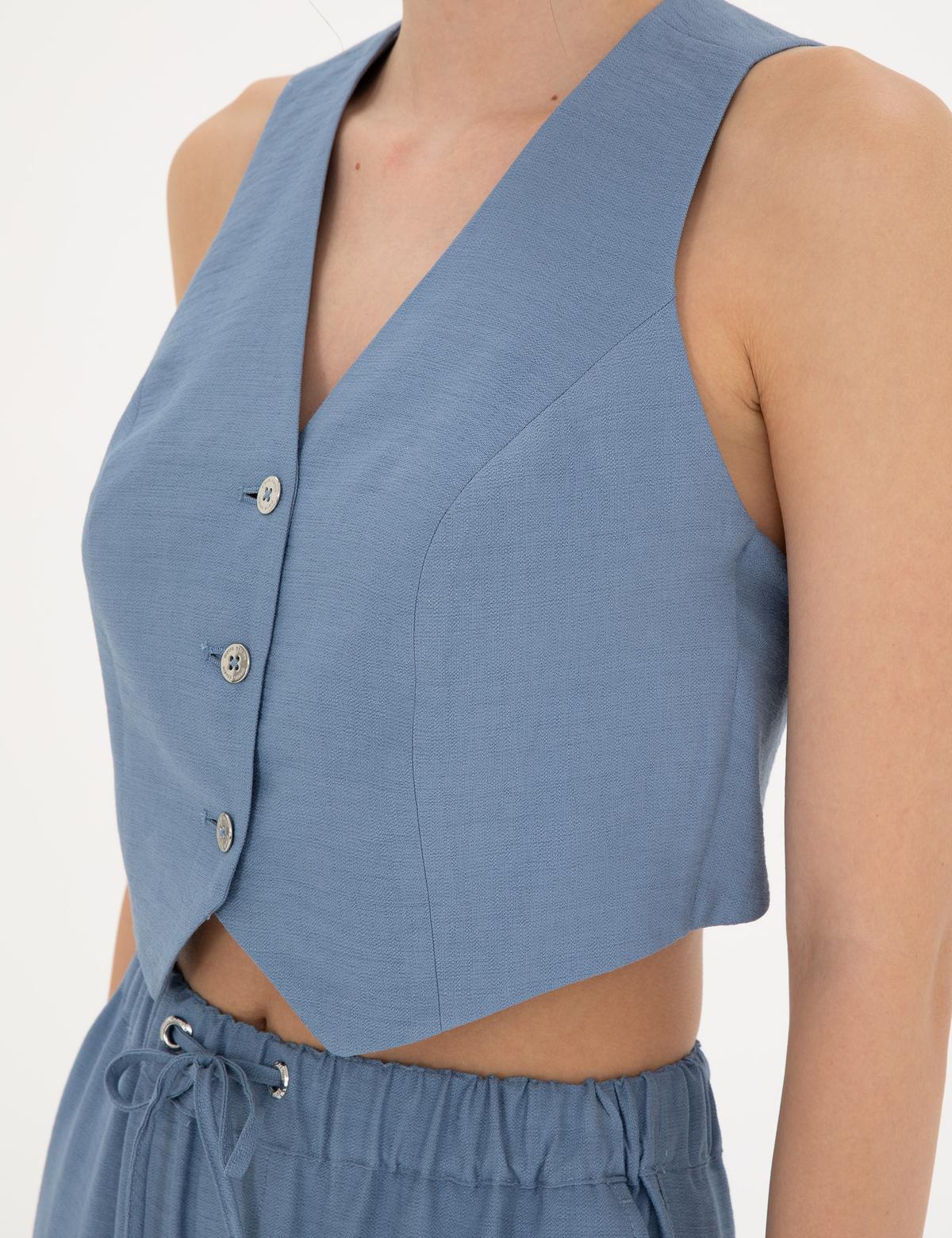 İndigo Crop Top Yelek - 50288563016