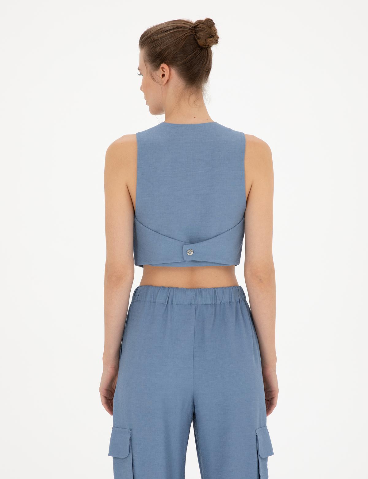 İndigo Crop Top Yelek - 50288563016