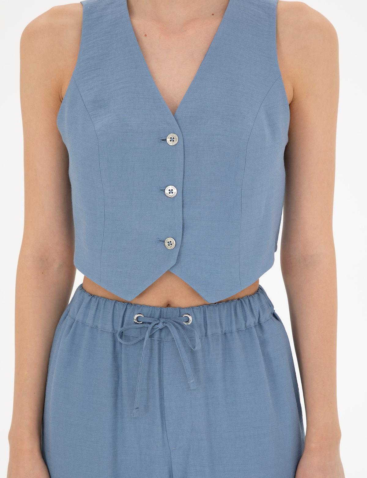 İndigo Crop Top Yelek - 50288563016