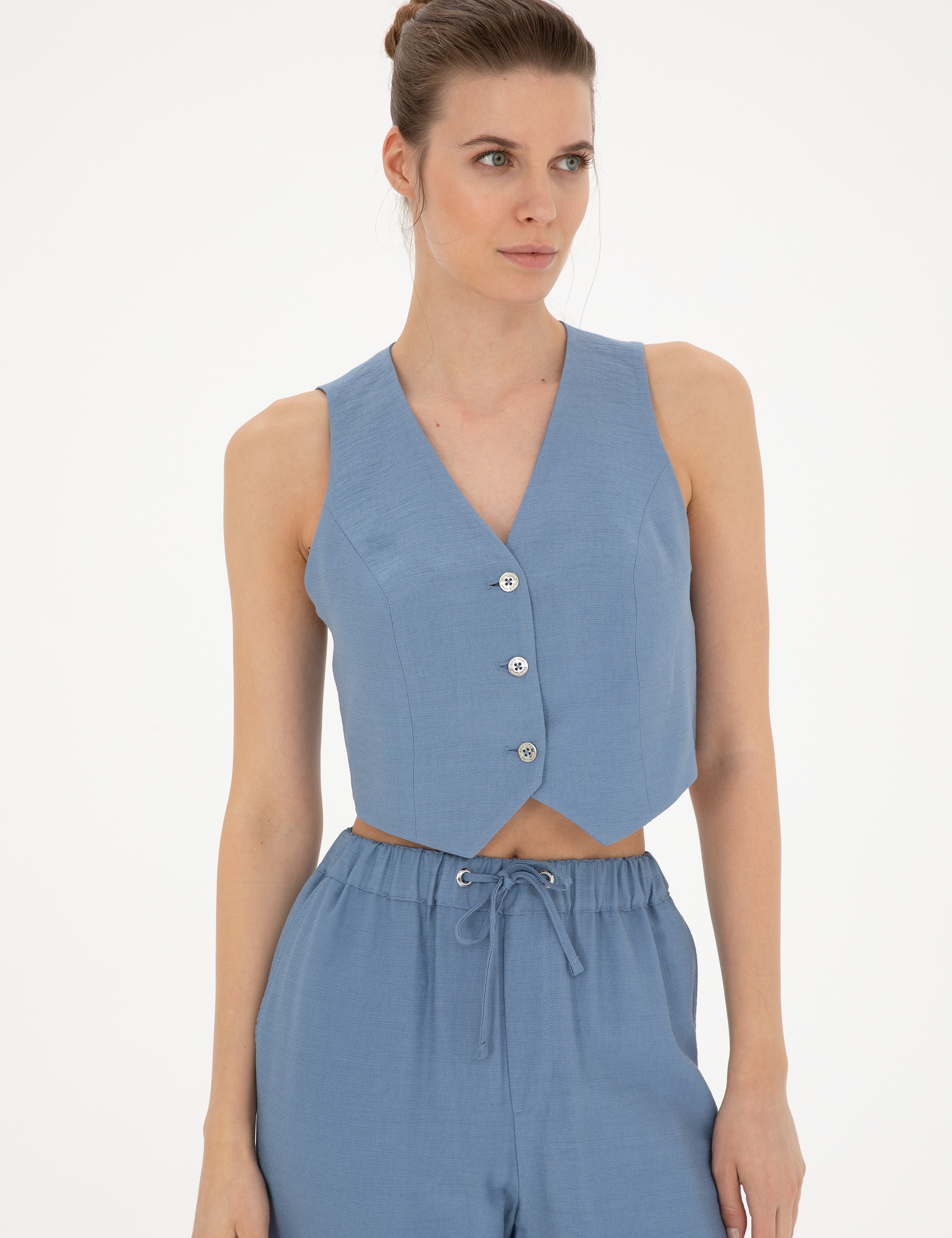 İndigo Crop Top Yelek