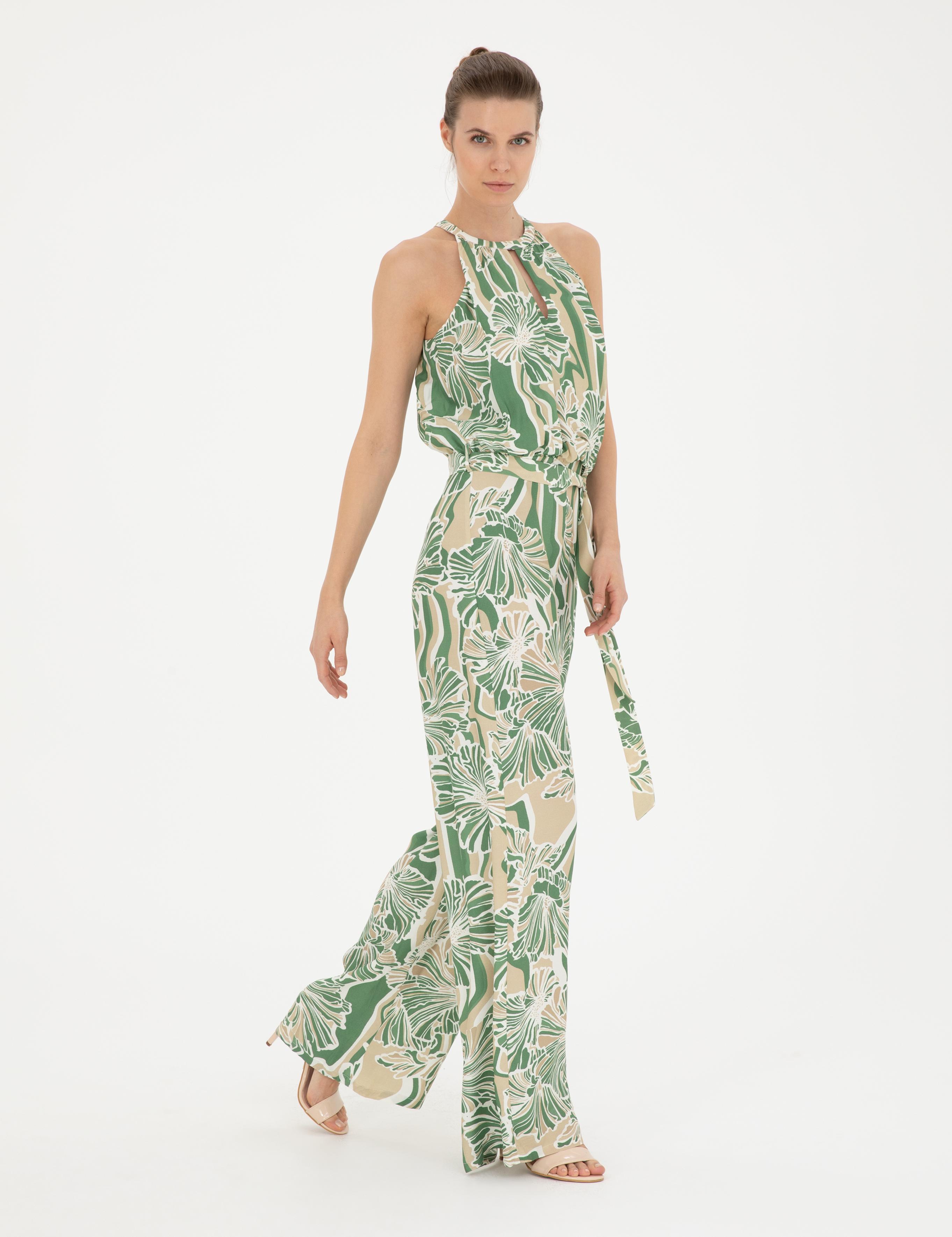 Yeşil Desenli Dokuma Tulum