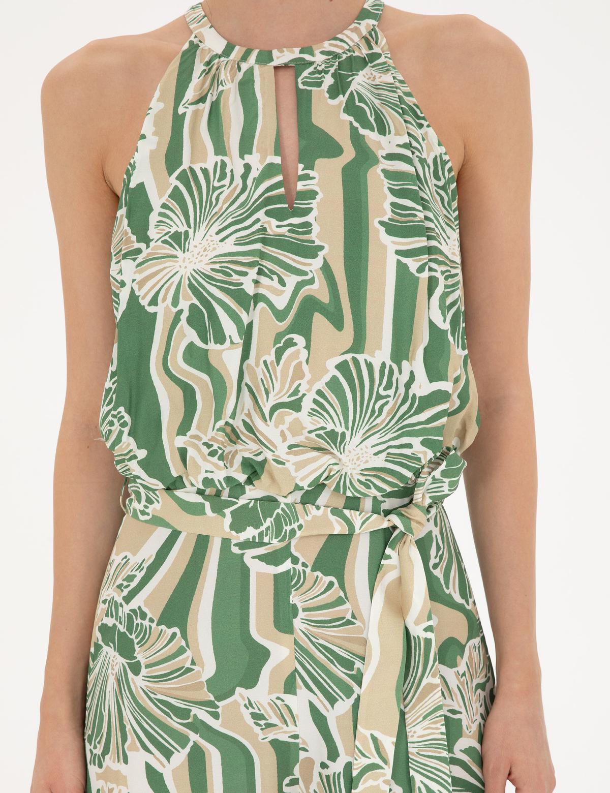 Yeşil Desenli Dokuma Tulum - 50284901005