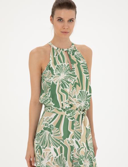 Yeşil Desenli Dokuma Tulum - 50284901005