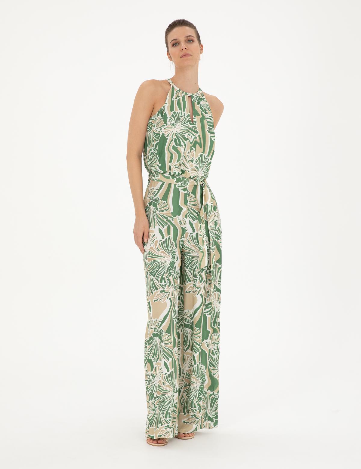 Yeşil Desenli Dokuma Tulum