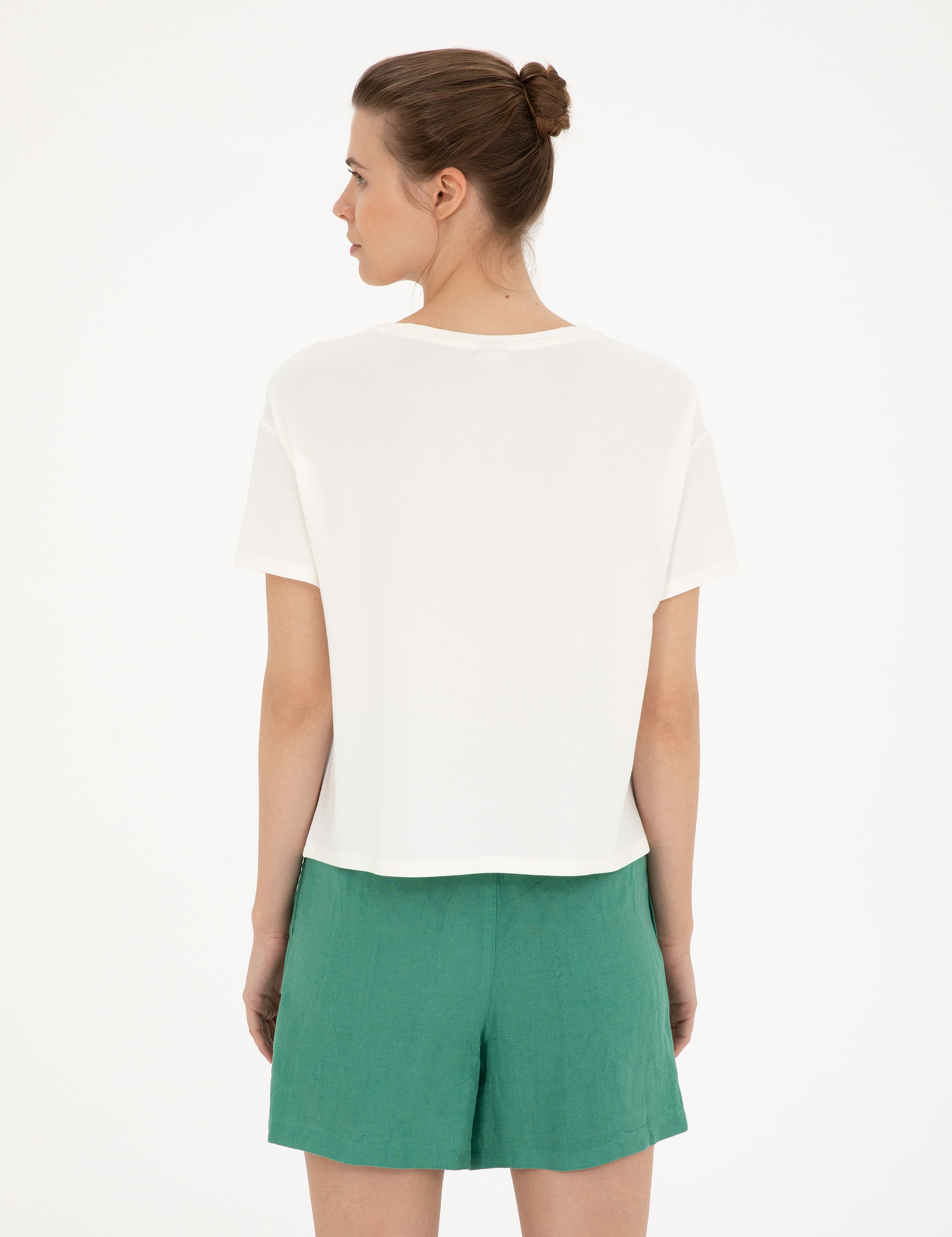 Ekru Comfort Fit Tişört - Image 5