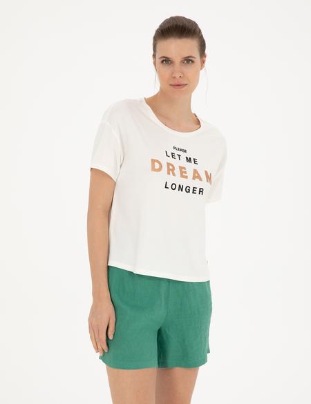 Ekru Comfort Fit Tişört - 50283448007