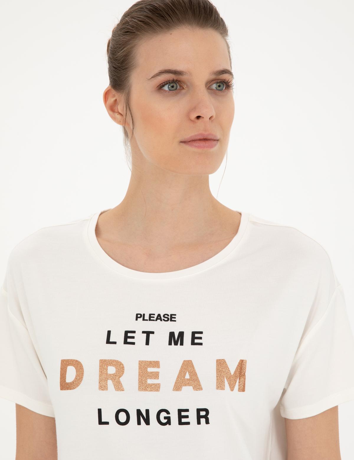 Ekru Comfort Fit Tişört - 50283448007