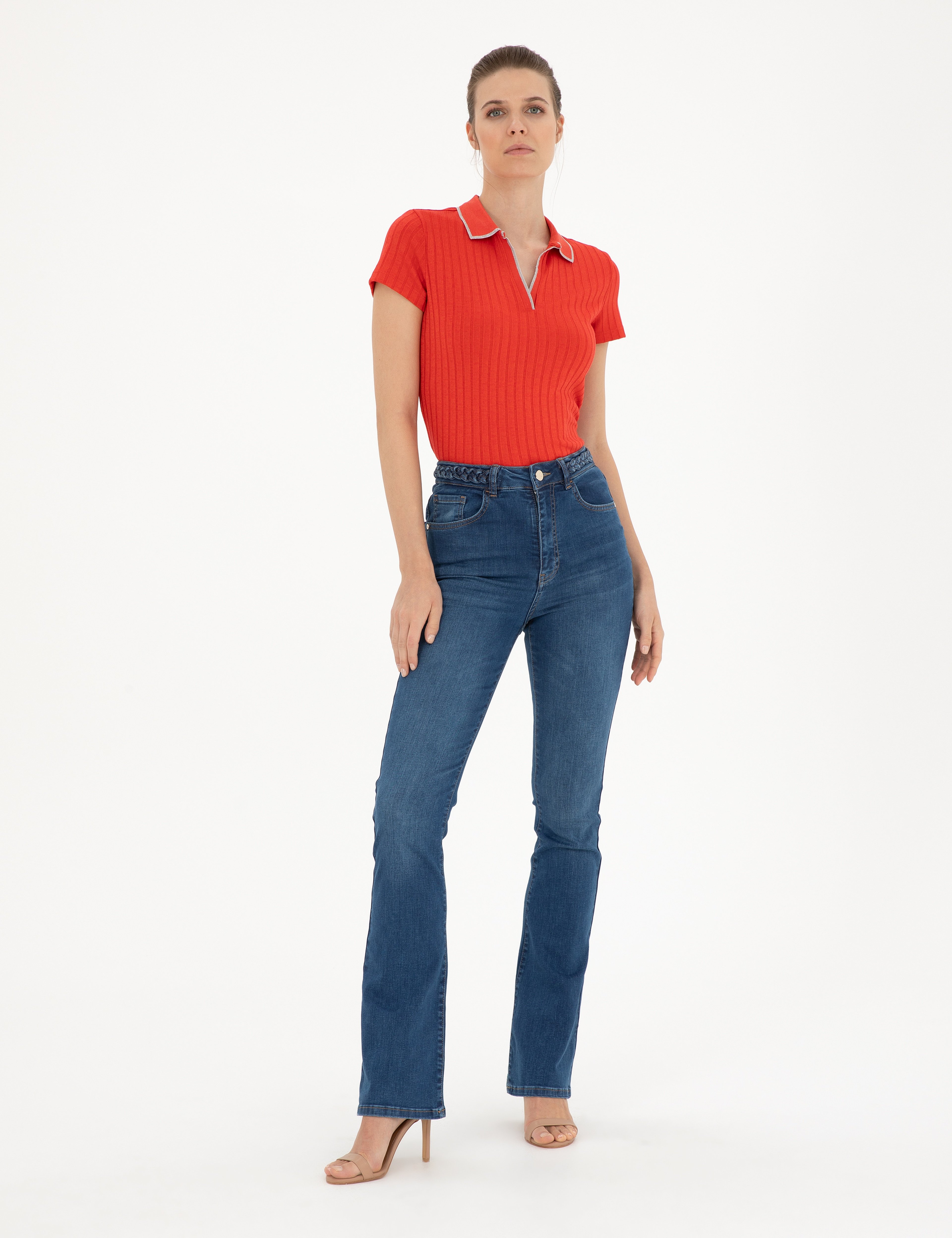 Koyu İndigo Flare Fit Jean Pantolon - Image 1