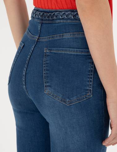 Koyu İndigo Flare Fit Jean Pantolon