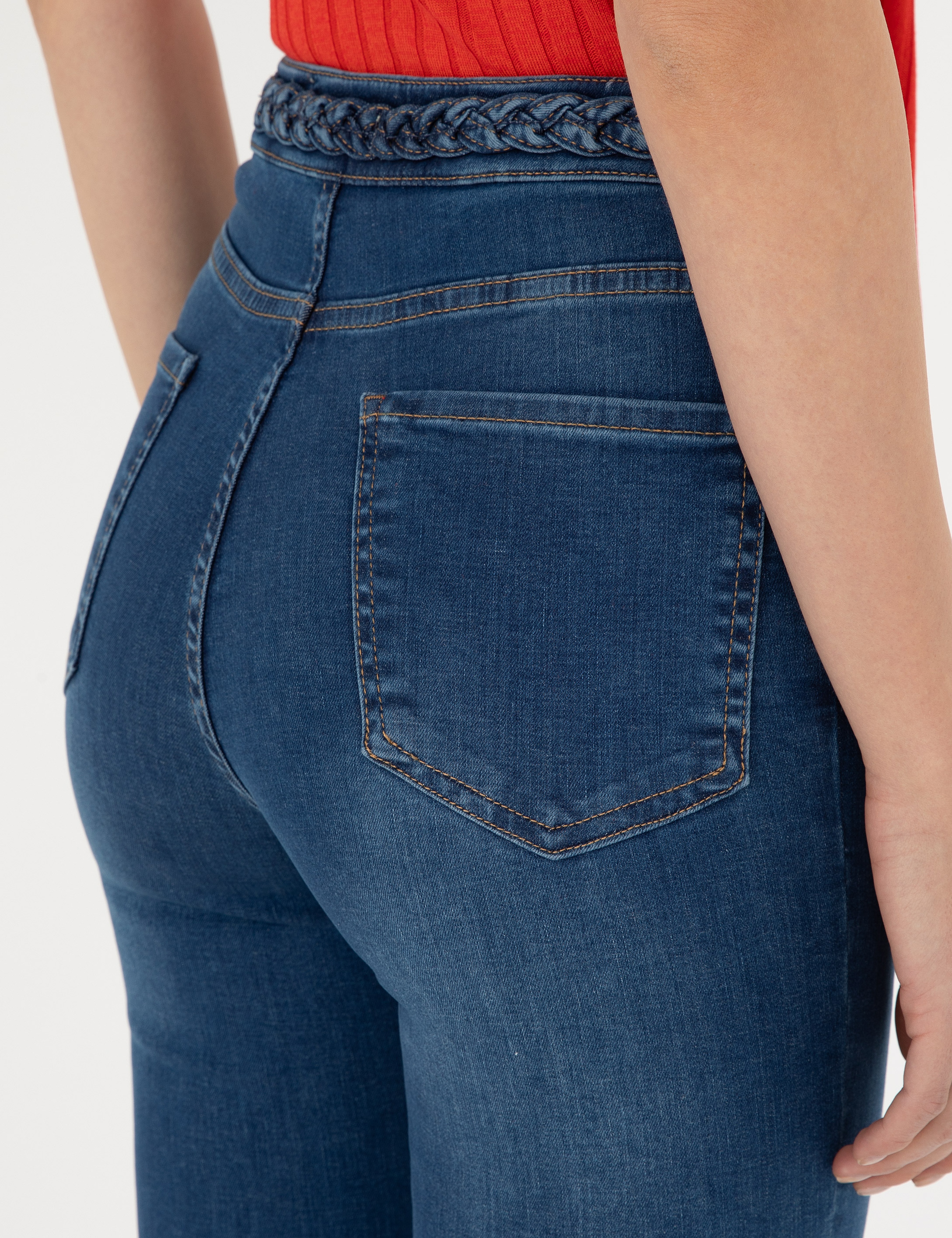 Koyu İndigo Flare Fit Jean Pantolon - Image 6
