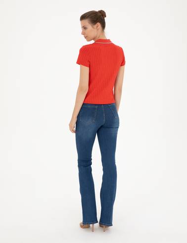 Koyu İndigo Flare Fit Jean Pantolon