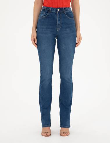 Koyu İndigo Flare Fit Jean Pantolon