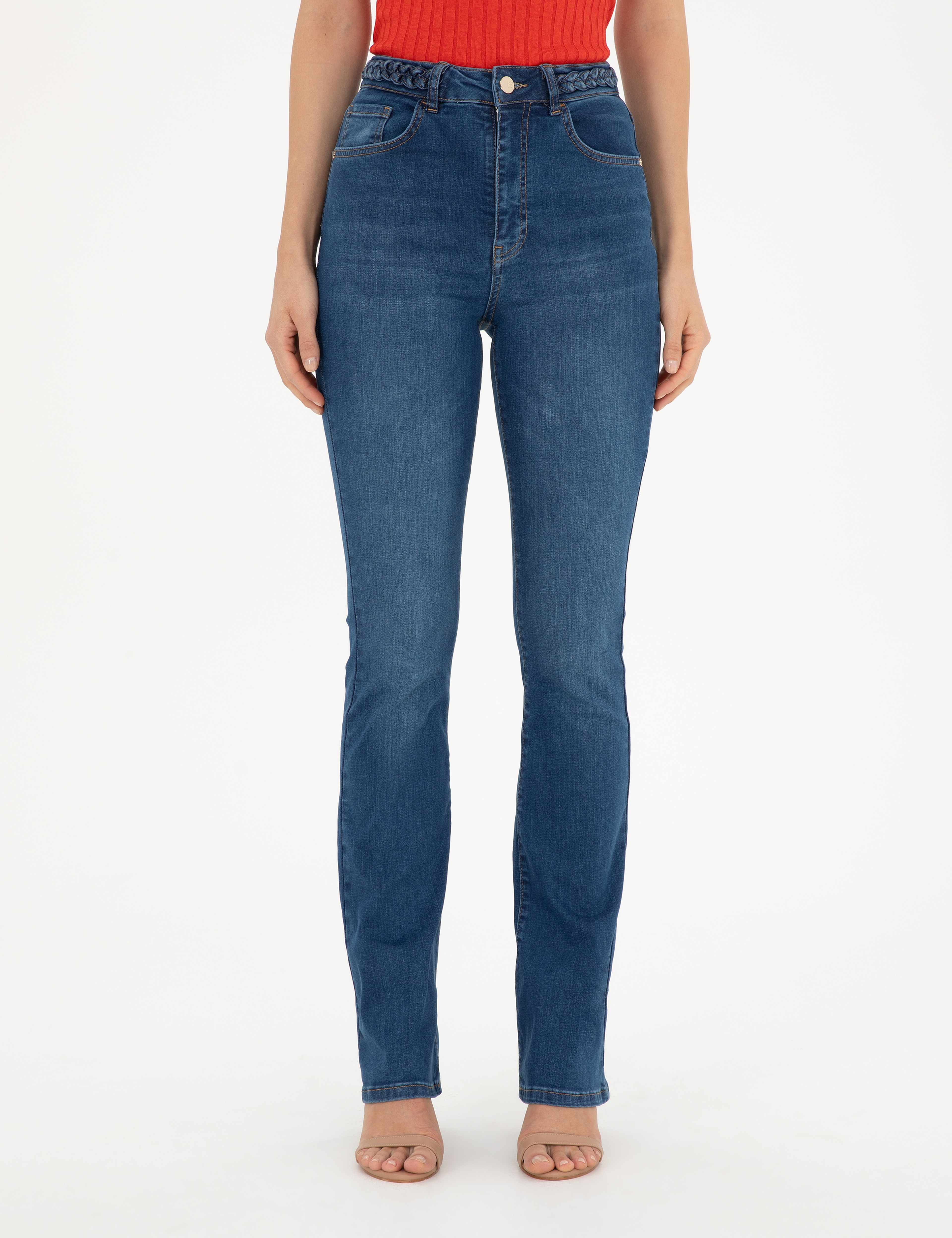 Koyu İndigo Flare Fit Jean Pantolon - Image 2