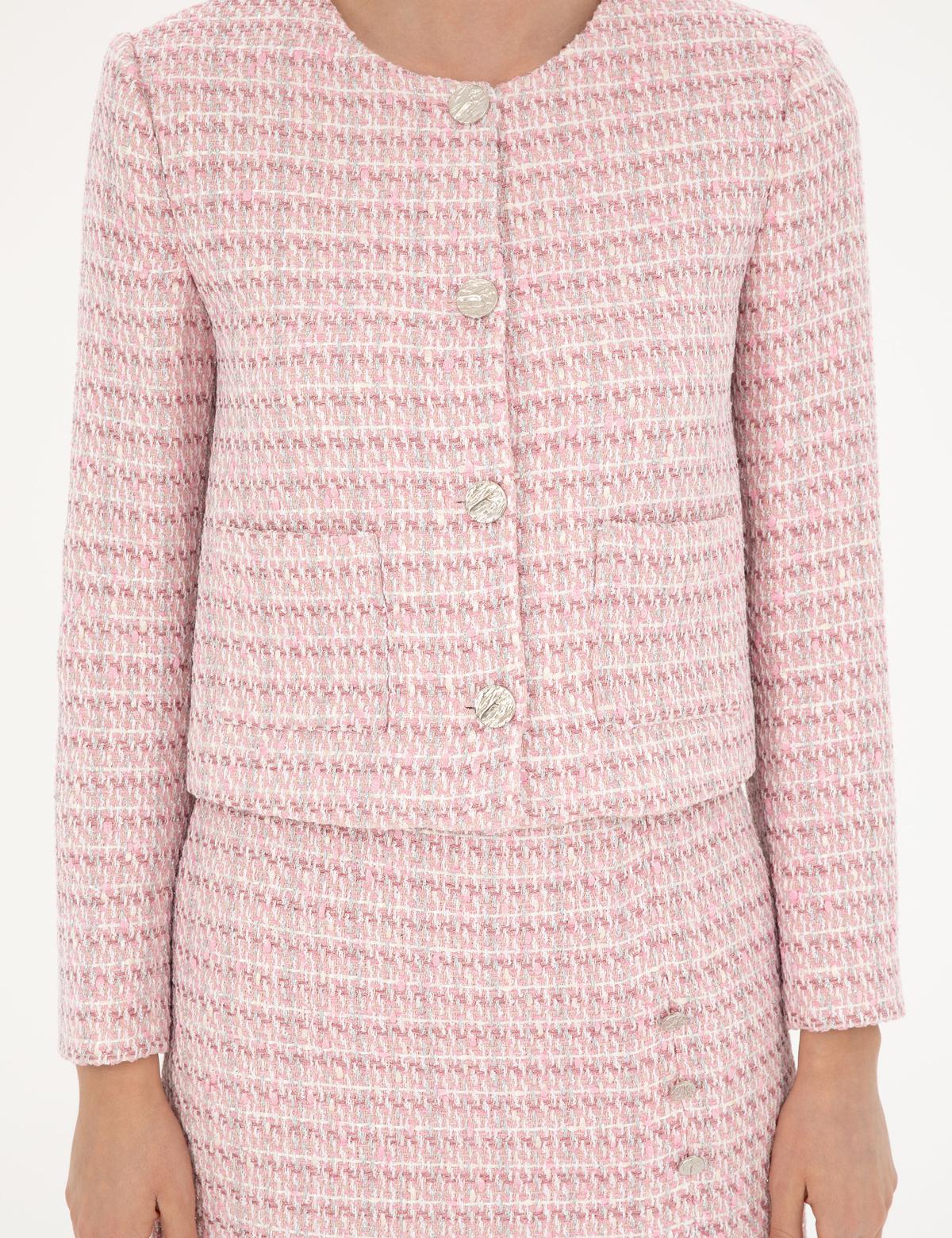 Pembe Tüvit Crop Ceket - 50282077012