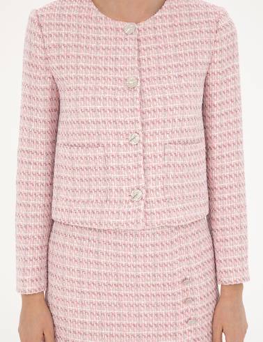 Pembe Tüvit Crop Ceket