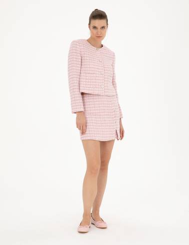 Pembe Tüvit Crop Ceket