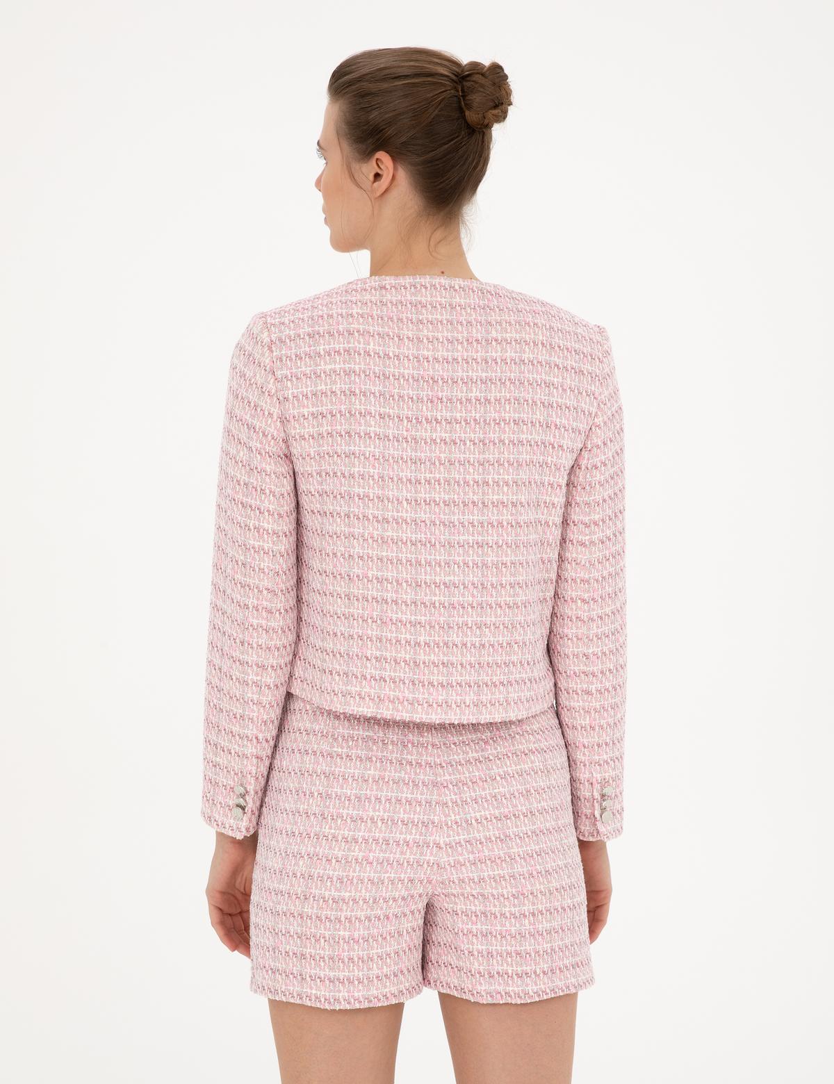 Pembe Tüvit Crop Ceket - 50282077012