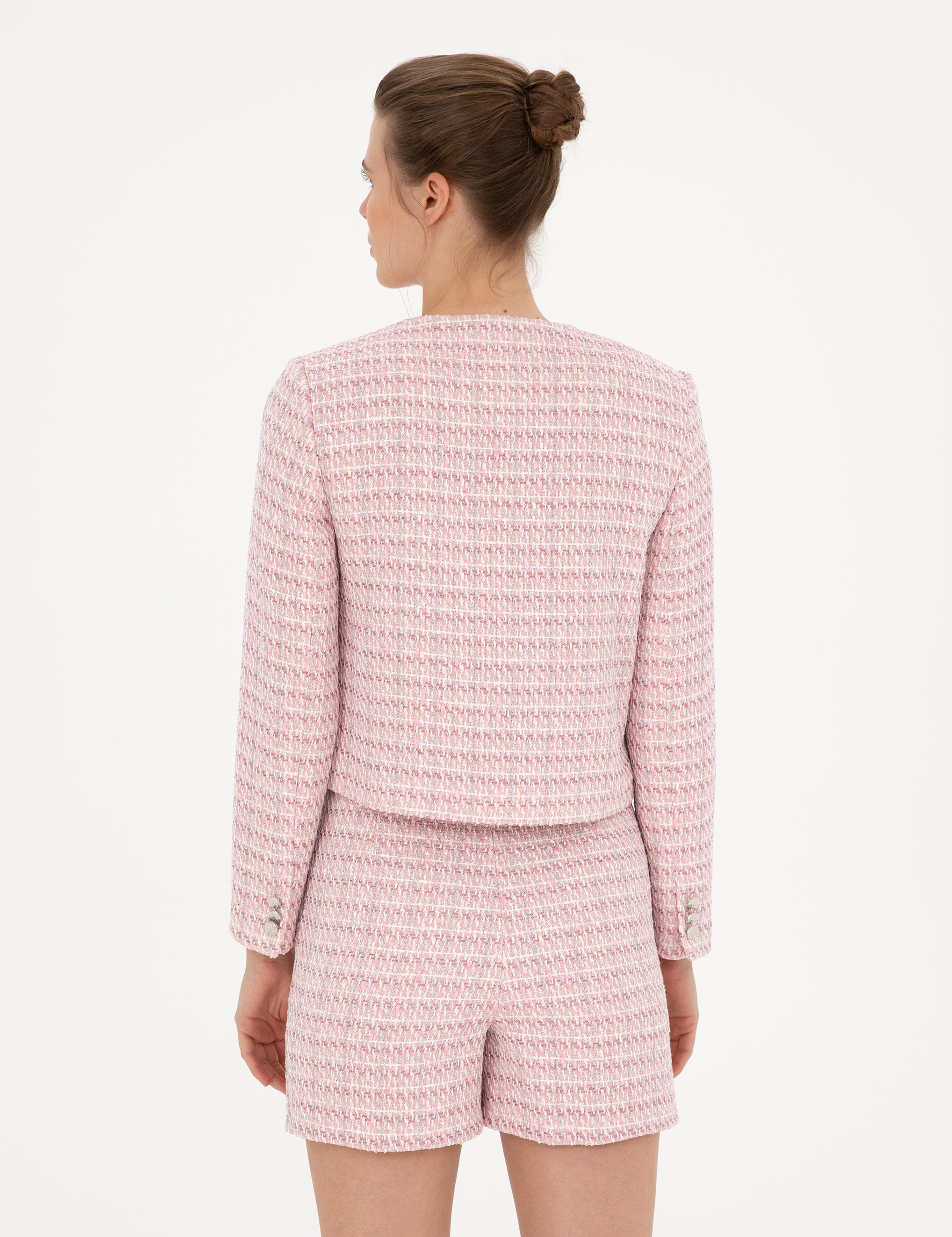 Pembe Tüvit Crop Ceket