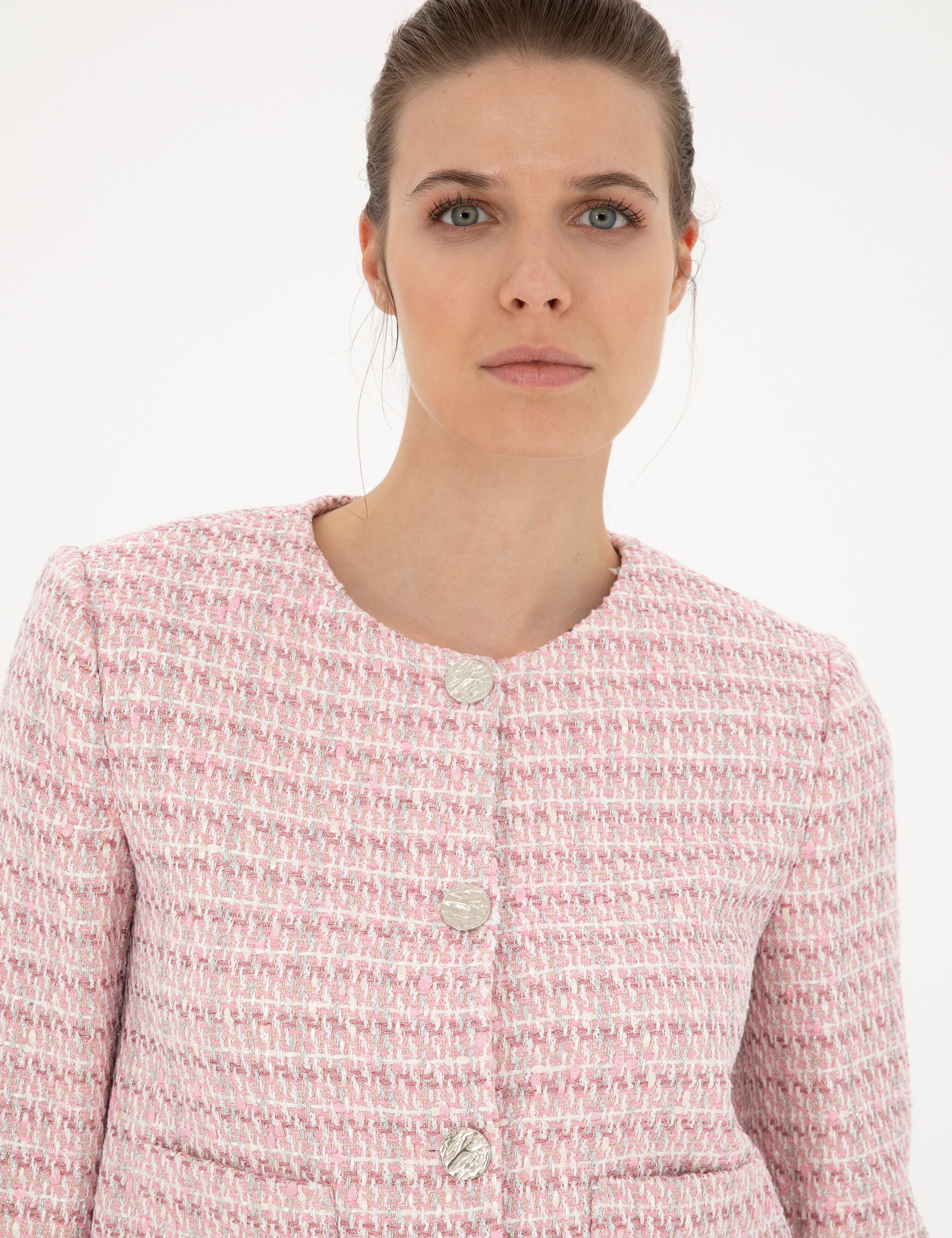 Pembe Tüvit Crop Ceket