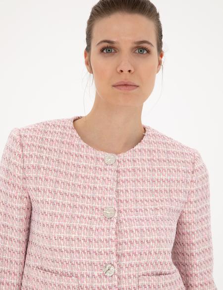 Pembe Tüvit Crop Ceket - 50282077012