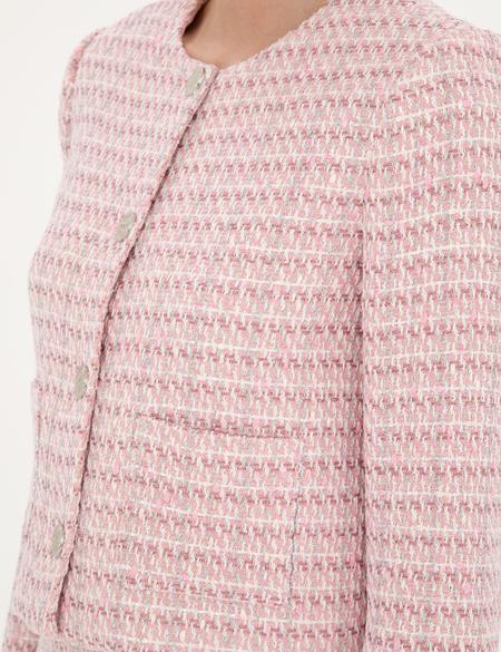 Pembe Tüvit Crop Ceket - 50282077012