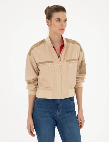 Bej Crop Top Mont