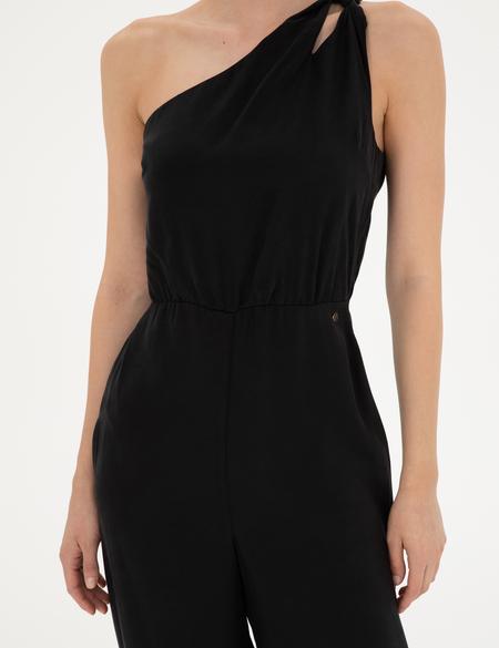 Siyah Tek Omuz Dokuma Tulum - 50285427011