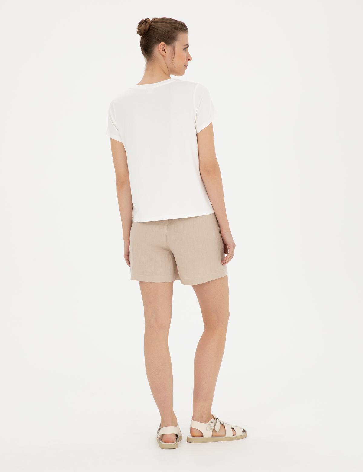 Kum Keten Comfort Fit Bermuda Şort - 50288406011