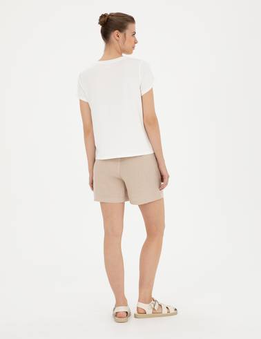 Kum Keten Comfort Fit Bermuda Şort