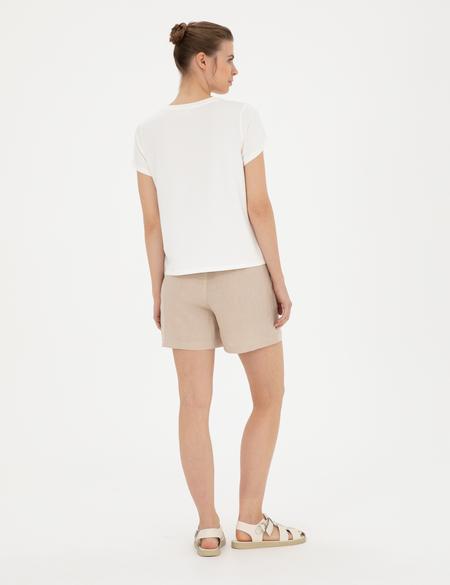 Kum Keten Comfort Fit Bermuda Şort - 50288406011