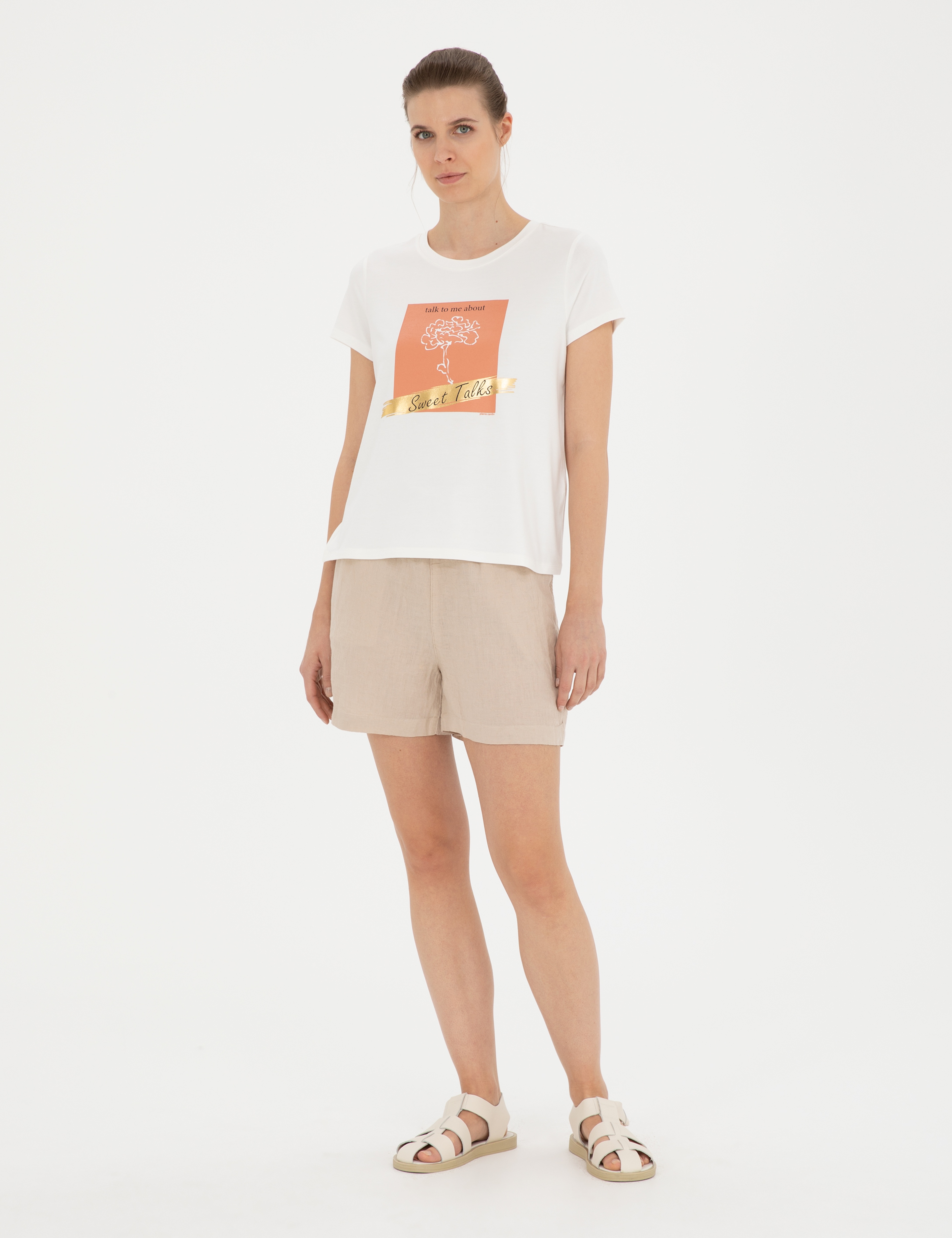 Kum Keten Comfort Fit Bermuda Şort - Image 3