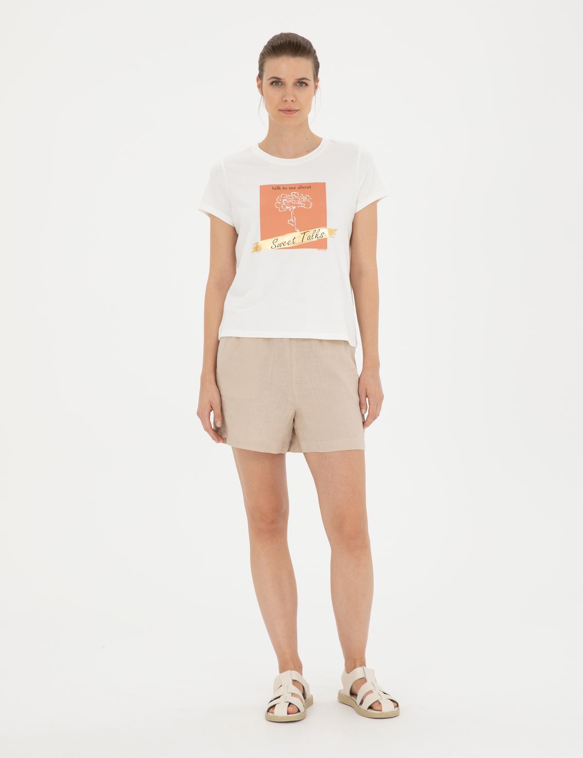 Kum Keten Comfort Fit Bermuda Şort