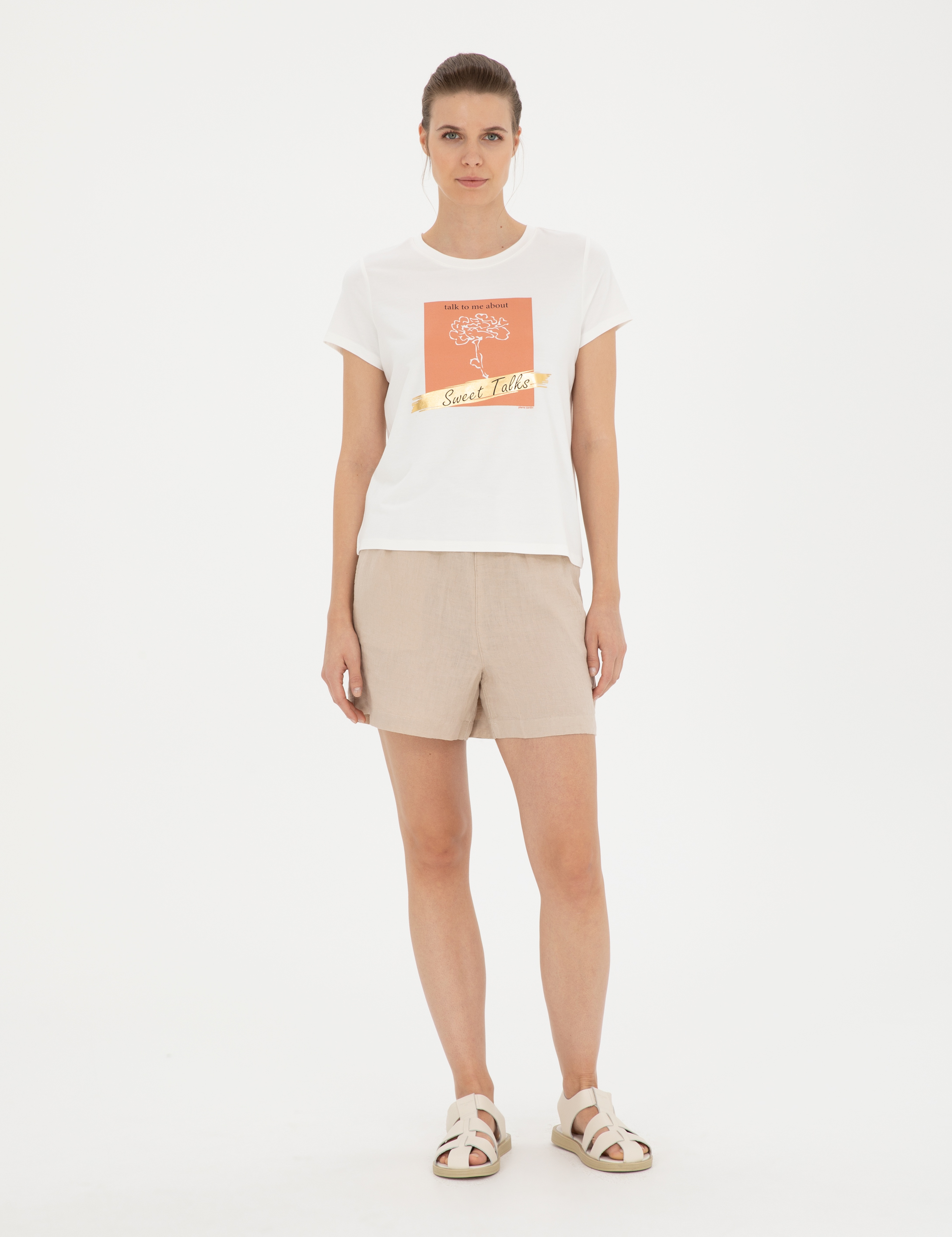 Kum Keten Comfort Fit Bermuda Şort - Image 1