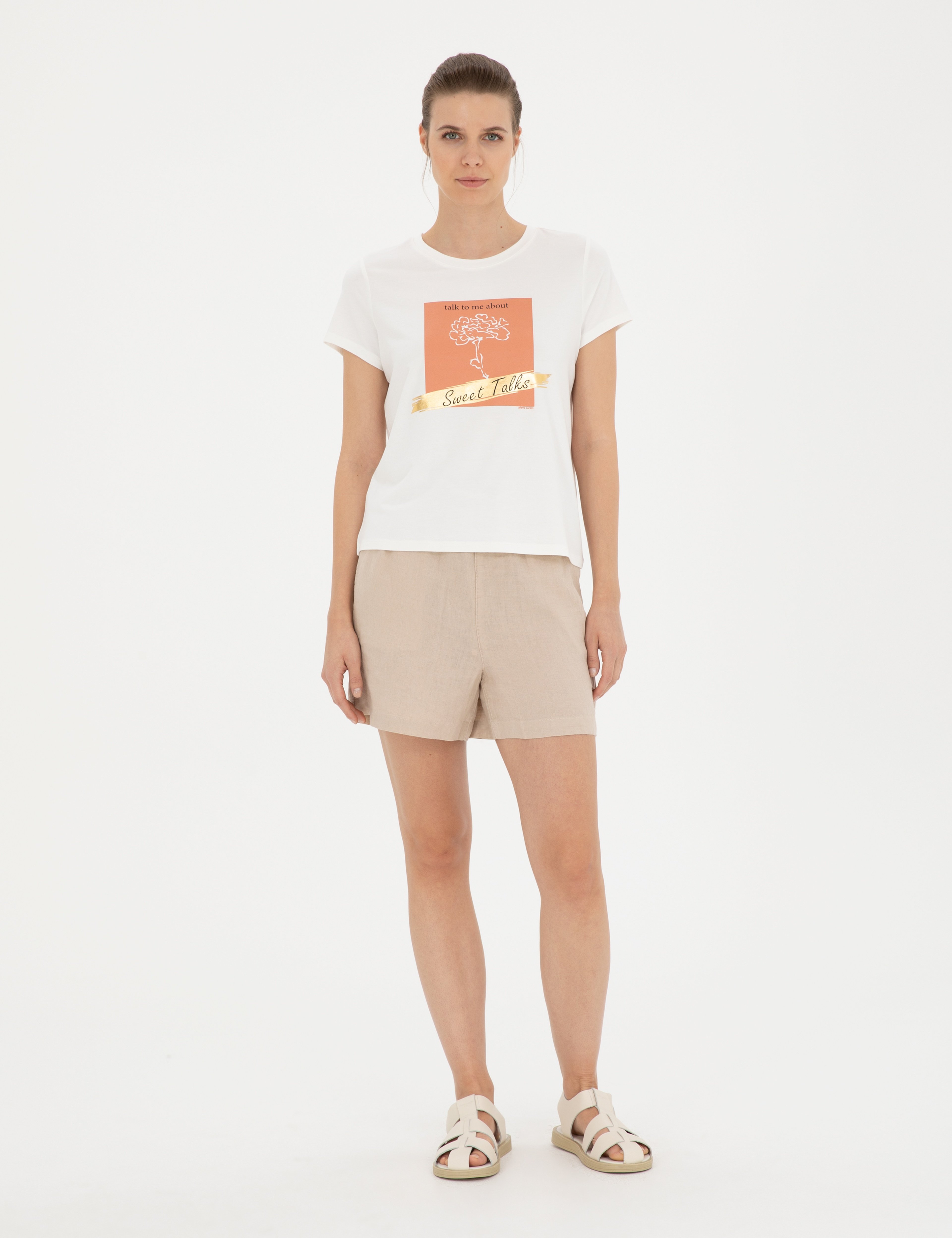 Kum Keten Comfort Fit Bermuda Şort